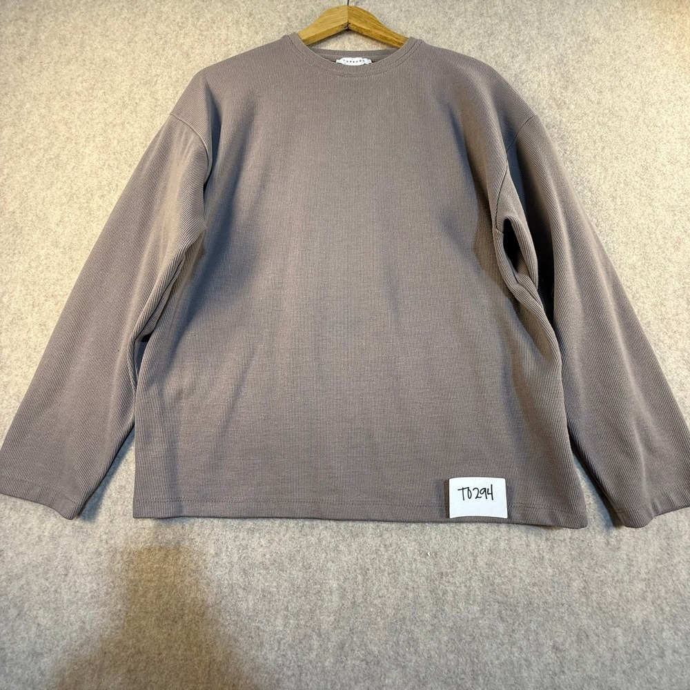 Topshop Womens Ribbed Long Sleeve Crew Neck Top Mauve Grey Size US 0-2 XS T0294